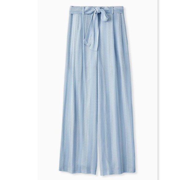 Torrid Light Blue Geo Strip Gauze Wide Leg Pany 0X - Picture 6 of 10